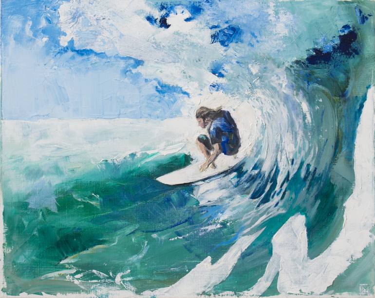 770x611 Saatchi Art Blue Wave Painting By Anton Milkov - Wave Painting Artist