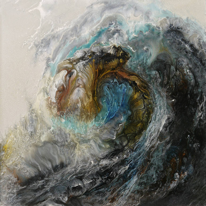 721x721 Translucent Paint Layers Capture The Energy Of Ocean Waves - Wave Painting Artist
