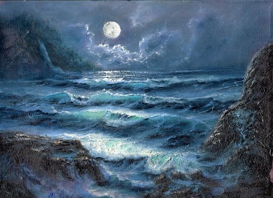 540x391 The 25 Best Beach Images On Ocean Waves, Waves - Waves Crashing On Rocks Painting