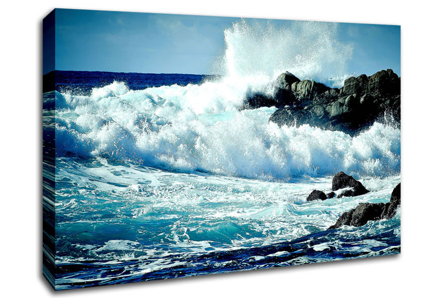 848x599 Waves Crashing On Rocks Ocean Canvas Stretched Canvas - Waves Crashing On Rocks Painting