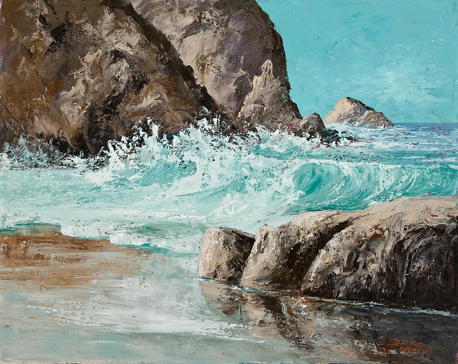 Waves Crashing On Rocks Painting at