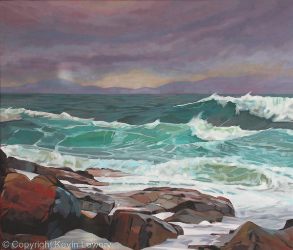 600x513 Creevy Storm 4 Waves Crash Onto Rocks - Waves Crashing On Rocks Painting