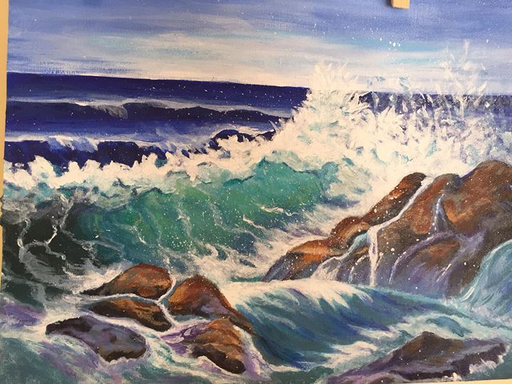 720x540 Debbie Rodney Painted These Wonderful Waves Crashing On The Rocks - Waves Crashing Painting