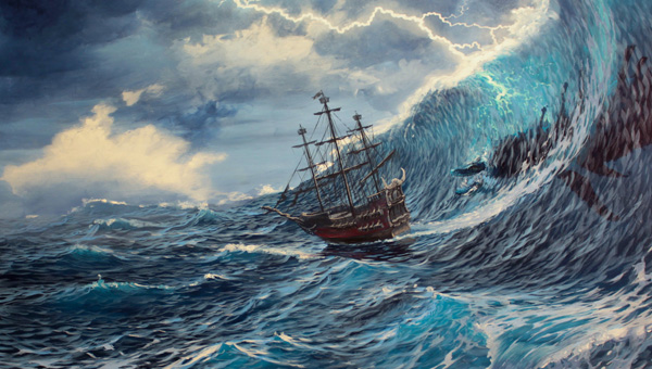 600x340 How To Paint Stormy Ocean Scenes Learn With Mural Joe - Waves Crashing Painting