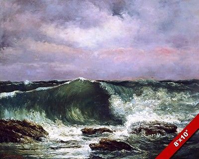 400x320 Large Ocean Waves Crashing On Beach Sea Shore Painting Art Real - Waves Crashing Painting