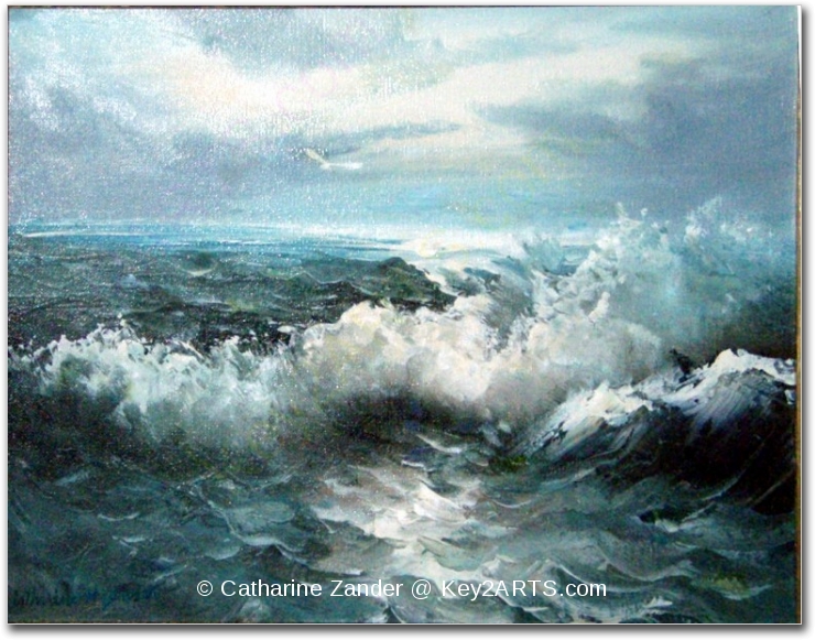740x581 Painting Of Waves Crashing On A Rainy Day. Key2arts Art Community - Waves Crashing Painting