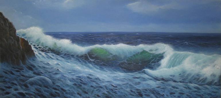 770x341 Saatchi Art Crashing Waves Painting By Adnan Ahmed - Waves Crashing Painting