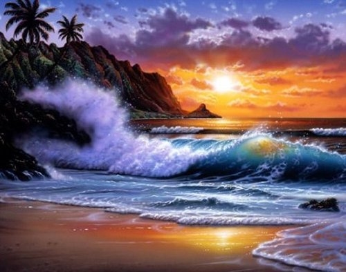 500x394 Waves Crashing On The Beach Painting Pictures, Photos, And Images - Waves Crashing Painting