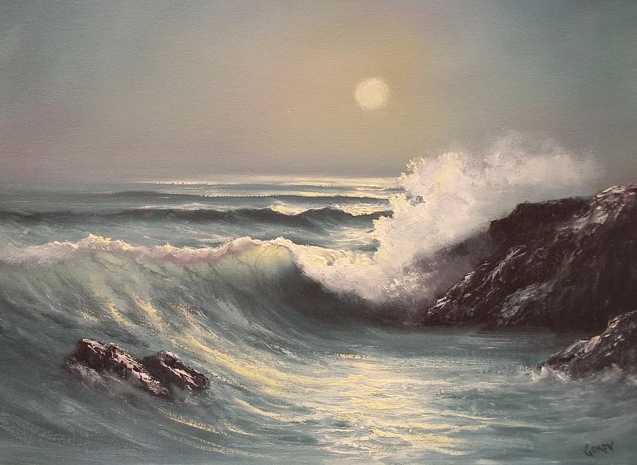 900x657 Crashing Wave Painting By Ed Gowen - Waves Crashing Painting