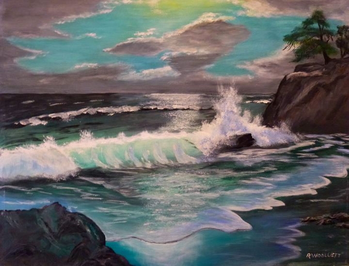 720x550 Crashing Waves - Waves Crashing Painting