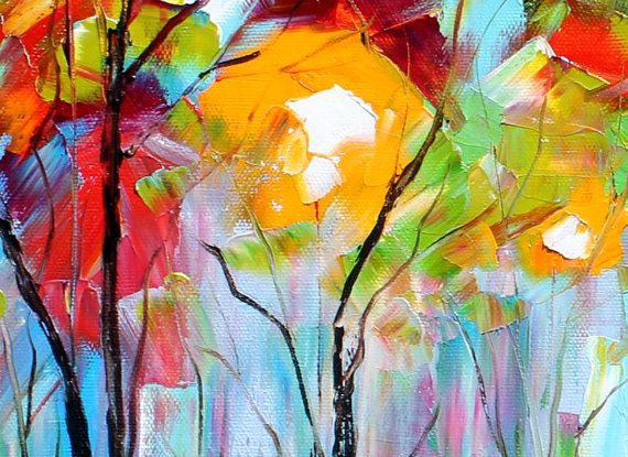 570x415 Original Oil Painting Colorful Rain On Canvas By Karensfineart - Wax Painting On Canvas