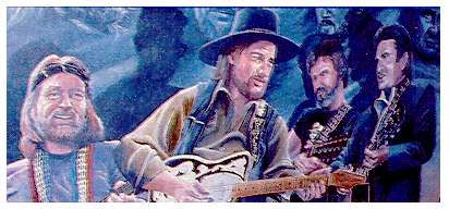 412x192 The Famous Painting Of The Highwaymen Adorned The Front Entrance - Waylon Jennings Painting