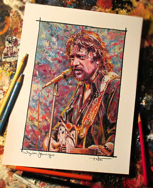 504x619 Tom Nollnew Waylon Jennings Painting Is Done! - Waylon Jennings Painting