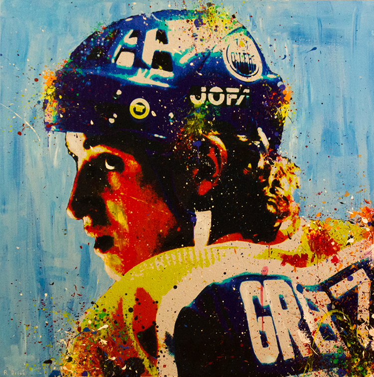 750x755 Hockey In Art Throw Back Thursday Wayne Gretzky By Ryan Grigg - Wayne Gretzky Painting