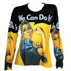 300x300 We Can Do It Rosie The Riveter Ls T Shirt Pop Art Print Poster Pin - We Can Do It Painting