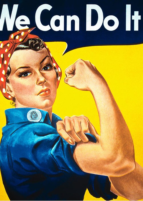 500x700 We Can Do It Greeting Card For Sale By American School - We Can Do It Painting