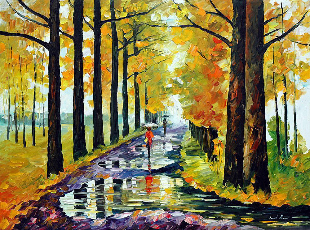 1000x744 Rainy Weather Palette Knife Oil Painting On Canvas By Leonid - Weather Painting