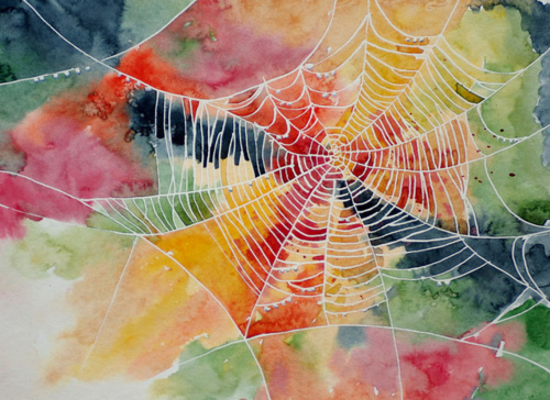 500x364 Art, Paint, Painting, Spider Web, Spider Webs, Watercolor - Web Painting