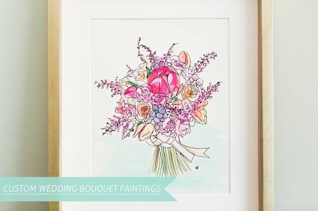 651x432 Custom Wedding Bouquet Paintings By Sarah Park Events - Wedding Bouquet Painting