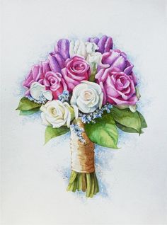 236x318 Pink Peony And Ivory Garden Rose Wedding Bouquet Custom Watercolor - Wedding Bouquet Painting