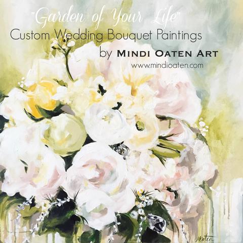 480x480 Wedding Bouquet Paintings Commissioned Art By Mindi Oaten Art - Wedding Bouquet Painting