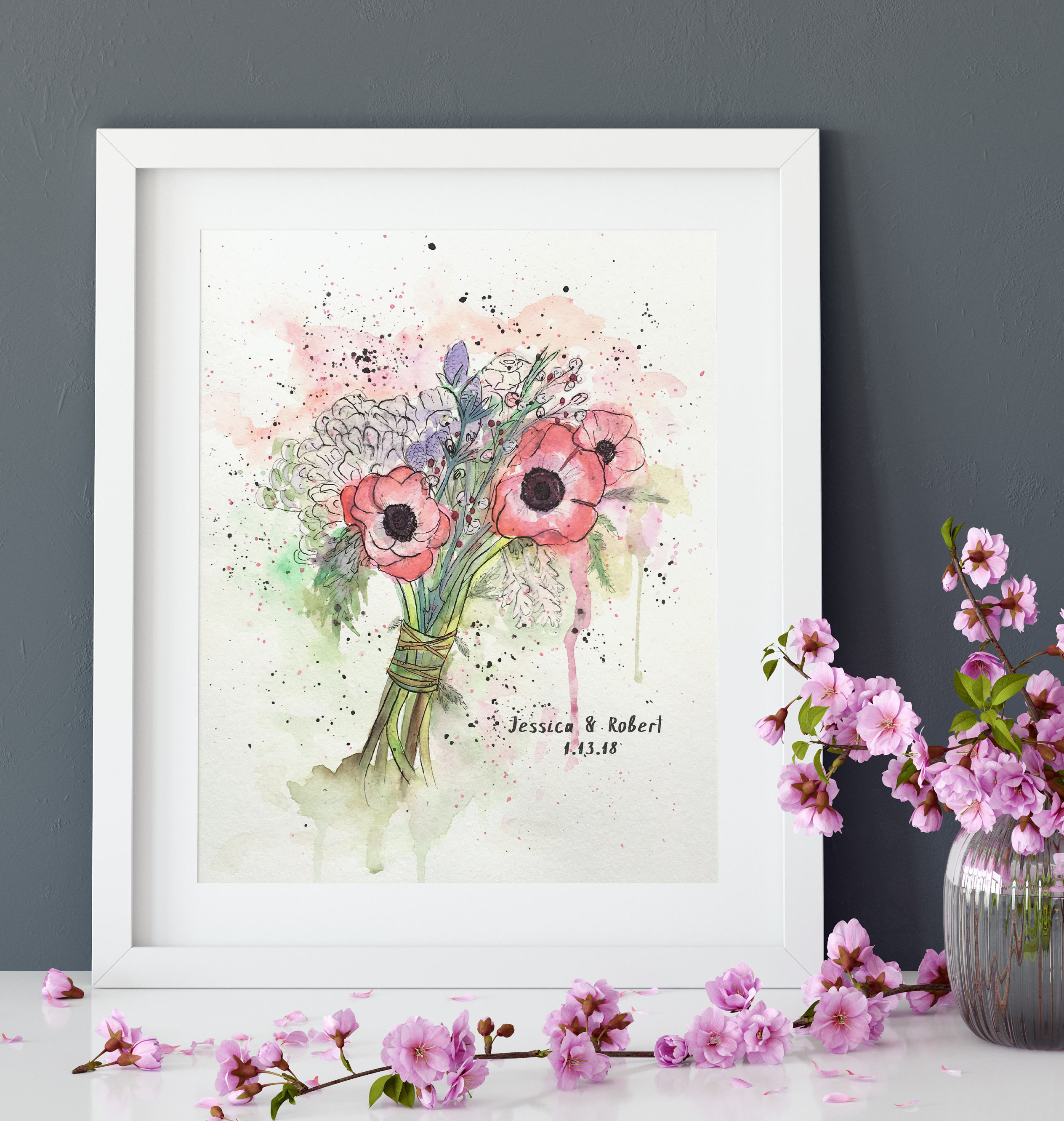 2528x2662 Custom Wedding Bouquet Painting - Wedding Bouquet Painting