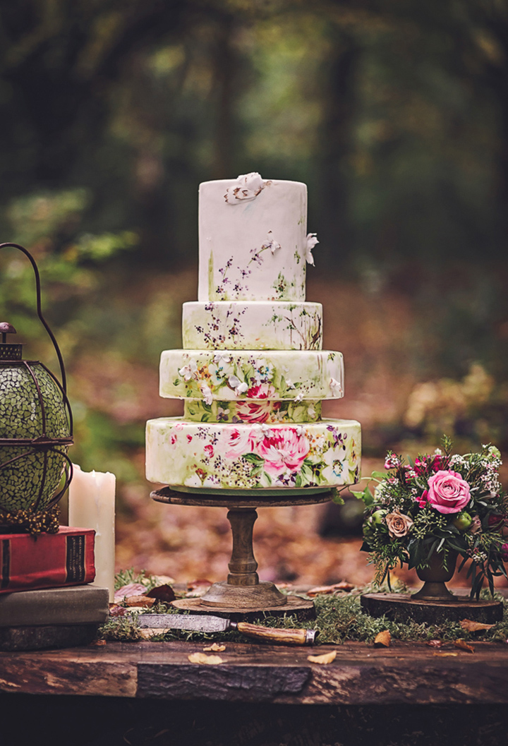 720x1057 Hand Painted Floral Wedding Cake By Nevie Pie Cakes - Wedding Cake Painting