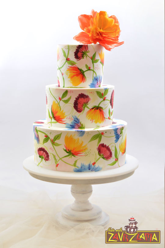 540x810 Hand Painted Wedding Cake - Wedding Cake Painting