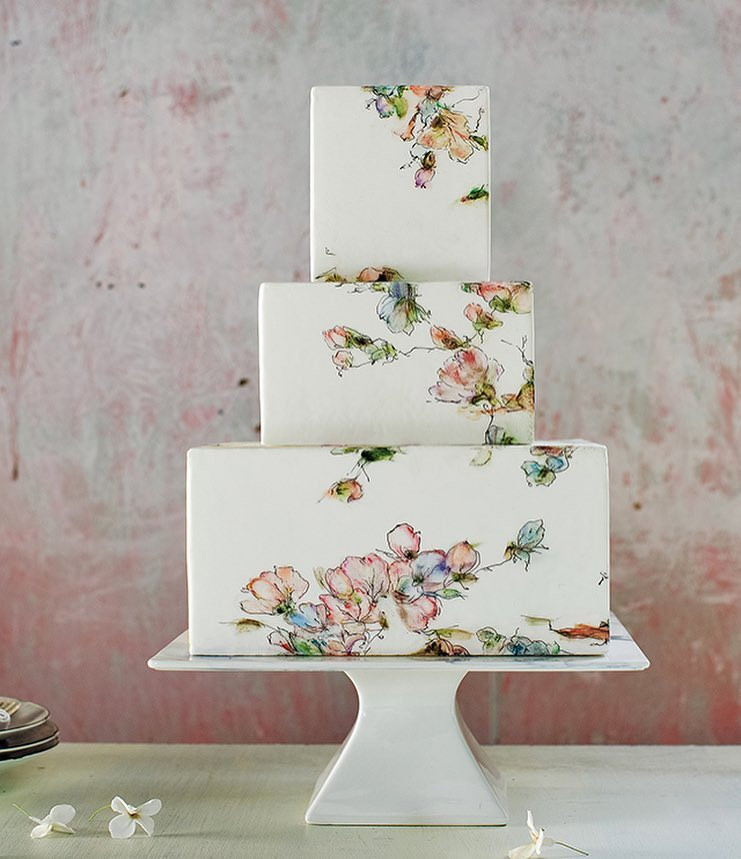 741x859 The 2018 Wedding Cake Trends Everyone Will Be Talking About - Wedding Cake Painting