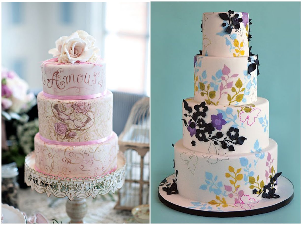 1228x915 15 Amazing Hand Painted Wedding Cakes Hottest Trend Of 2015 - Wedding Cake Painting