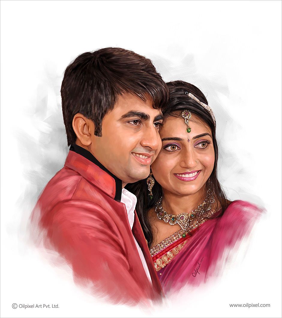 940x1058 Recently Completed Digital Portrait Painting For Wedding Couple - Wedding Couple Painting