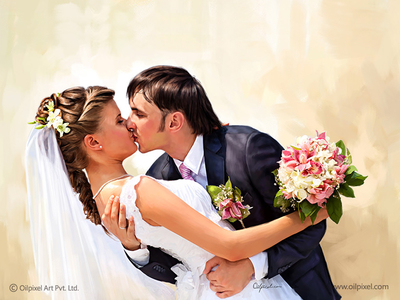 400x300 Wedding Couple Digital Painting By Kapil Vaishnani - Wedding Couple Painting