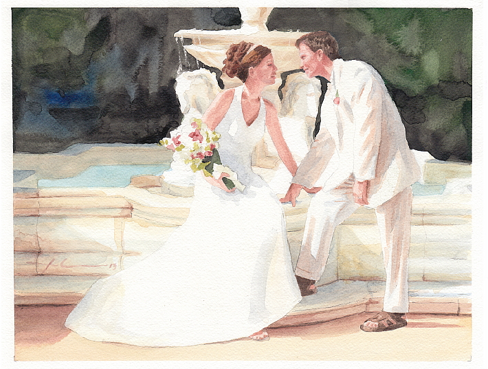 710x536 Wedding Couple Watercolor By Mike Theuer - Wedding Couple Painting