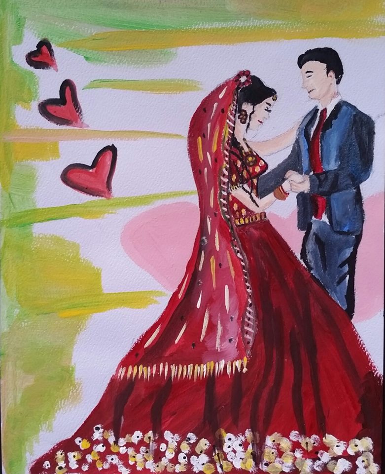781x960 A Pakistani Wedding Couple By Hibasabir94 - Wedding Couple Painting