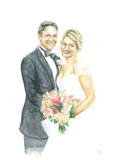 236x314 Custom Couple Portrait By Karsuesshop On Etsy Falling - Wedding Couple Painting