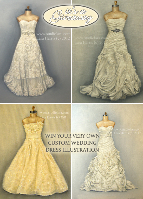 550x768 Giveaway Custom 5x7 Wedding Dress Painting From Studio Lara - Wedding Dress Painting