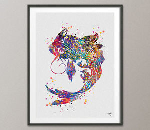 300x260 Koi Fish Watercolor Painting Print Art Print Wedding Gift Luck - Wedding Gift Painting