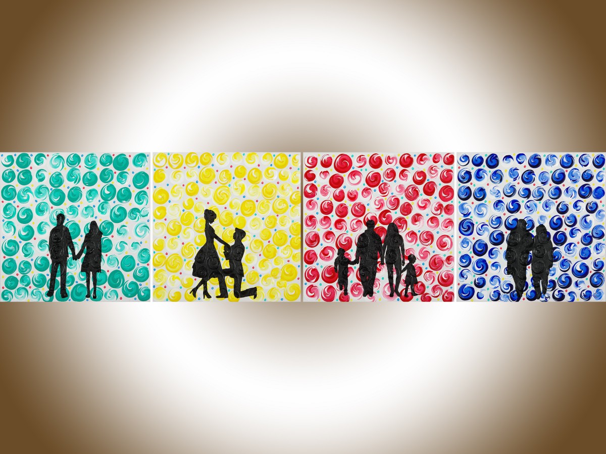 1200x900 Seasons Of Life By Qiqigallery 48x12 Romantic Painting Couples - Wedding Gift Painting