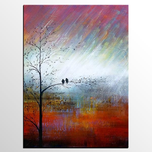 600x600 Wedding Gift, Abstract Art, Love Birds Painting, Wall Painting - Wedding Gift Painting