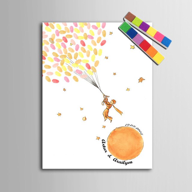 640x640 Fingerprint Tree Signature Canvas Painting Flying Person Wedding - Wedding Gift Painting