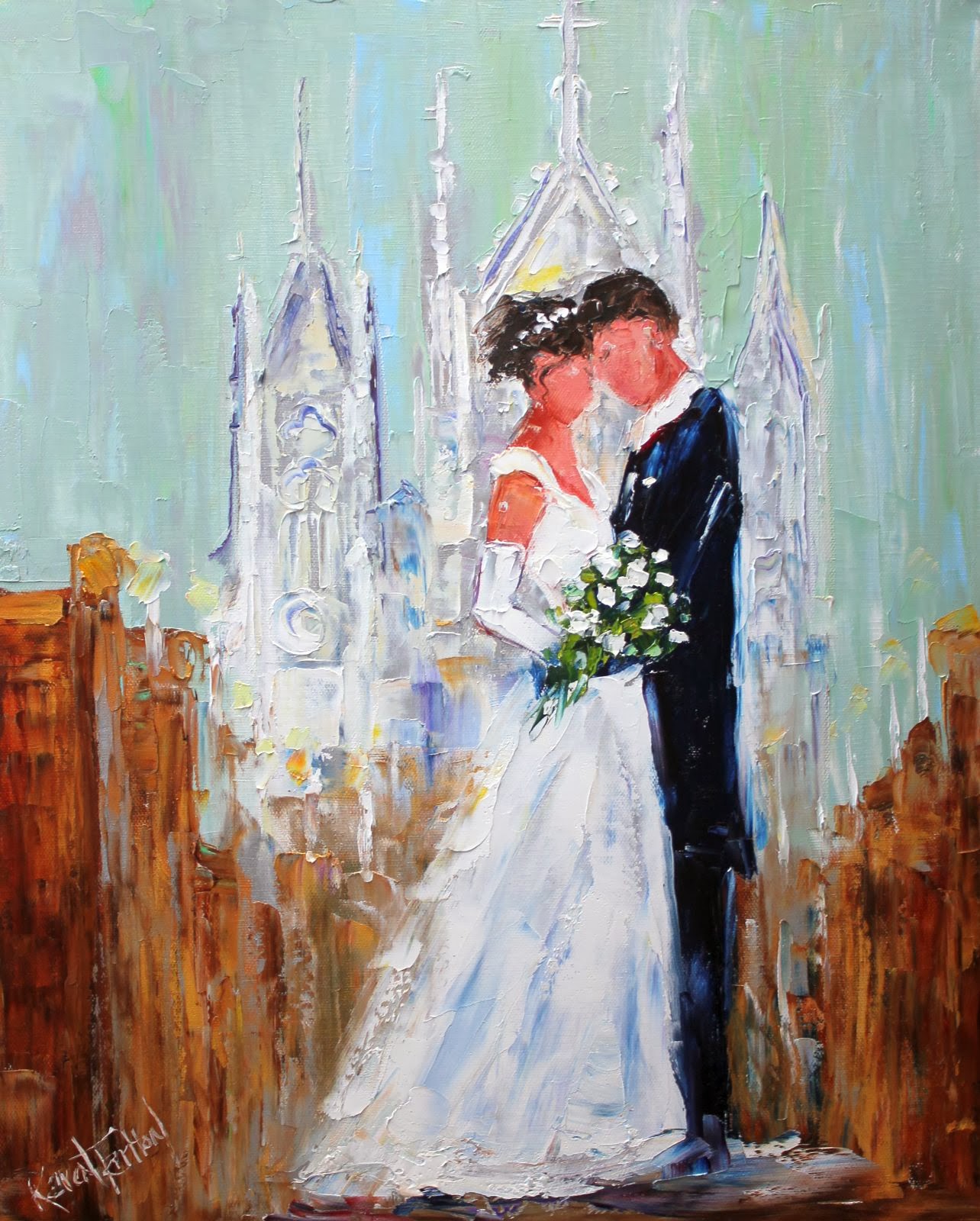 1284x1600 Karen Tarlton Original Oil Painting Wedding Custom Painting By - Wedding Painting