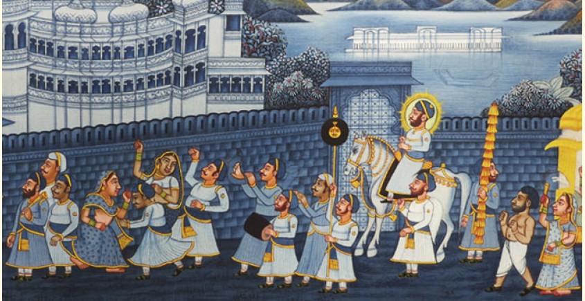 845x435 Miniature Painting ~ Maharaja Fateh Singh Ji Wedding Procession - Wedding Painting