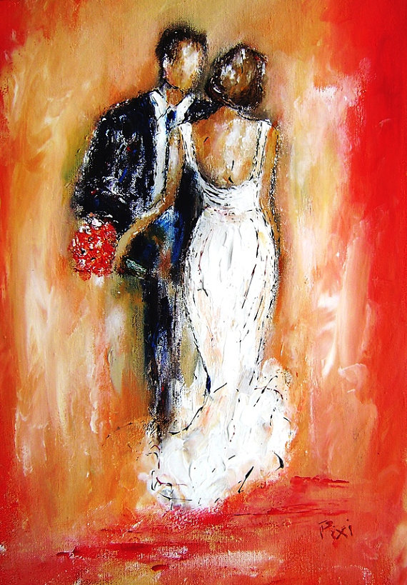 570x819 Wedding Painting And Art Gifts Custom Art Portraits - Wedding Painting