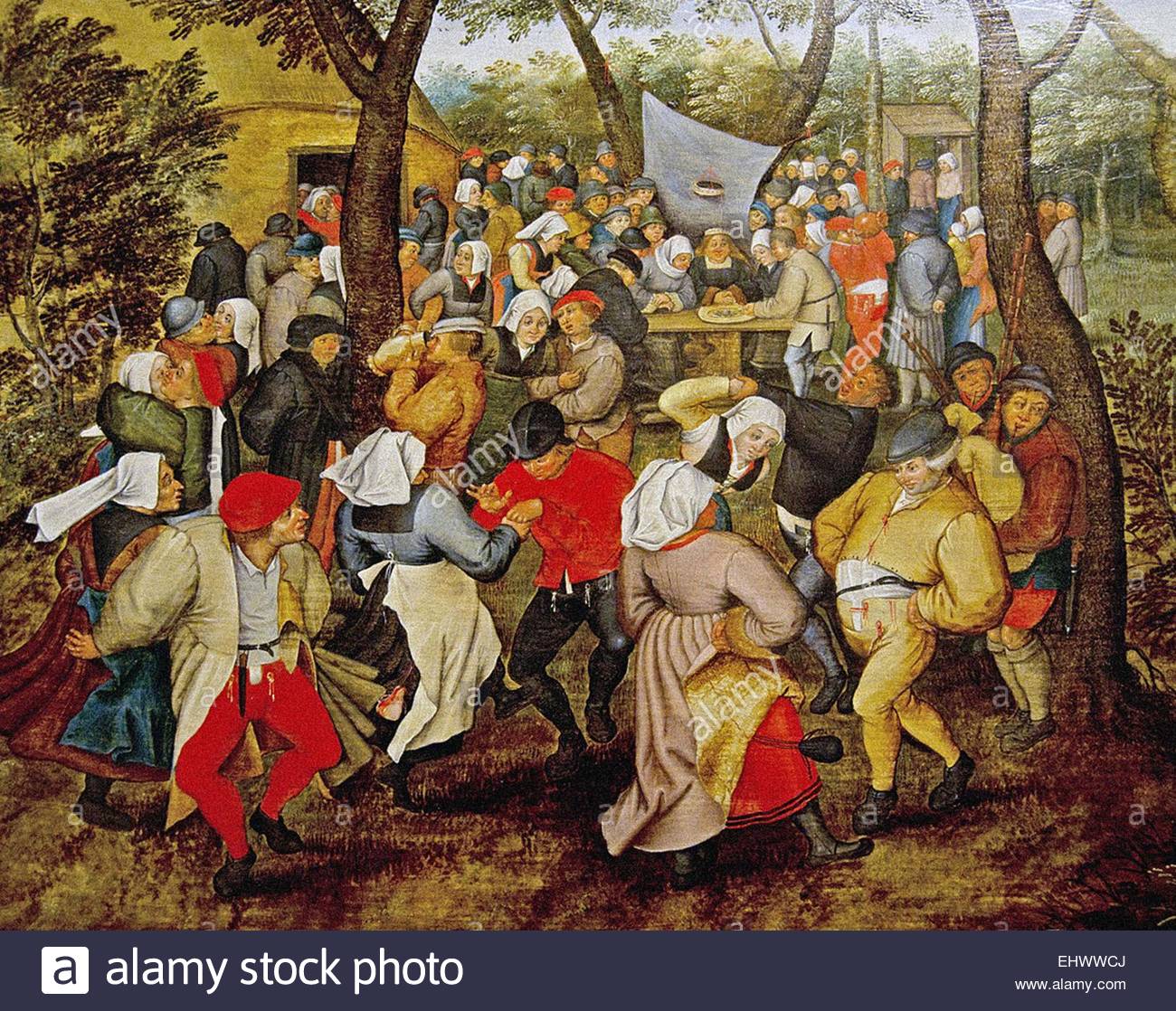 1300x1118 Pieter Bruegel The Younger The Wedding Party Stock Photo 79859378 - Wedding Party Painting