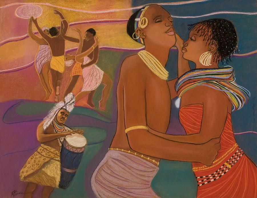900x696 African Wedding Party Painting By Pamela Mccabe - Wedding Party Painting