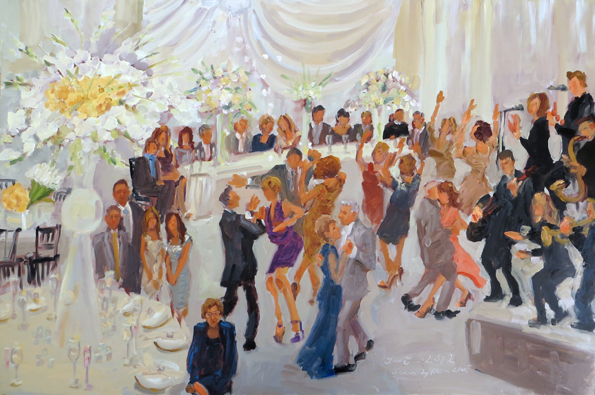 864x574 Anniversary Parties Painted Live By Live Event Artist Joan Zylkin - Wedding Party Painting