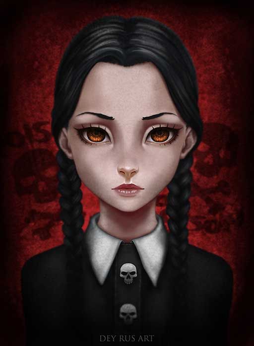 512x697 Wednesday Addams Fan Art By Deyrus On Cool Stuff - Wednesday Addams Painting