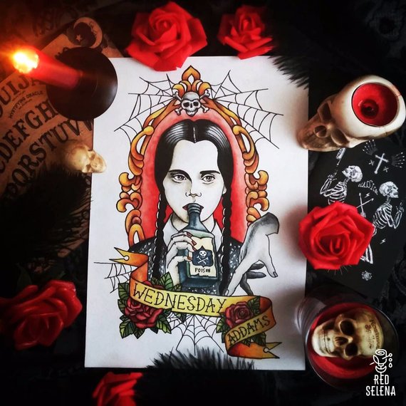 Wednesday Addams Painting at PaintingValley.com | Explore collection of ...