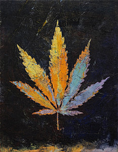 233x300 Marijuana Leaf Paintings Fine Art America - Weed Painting