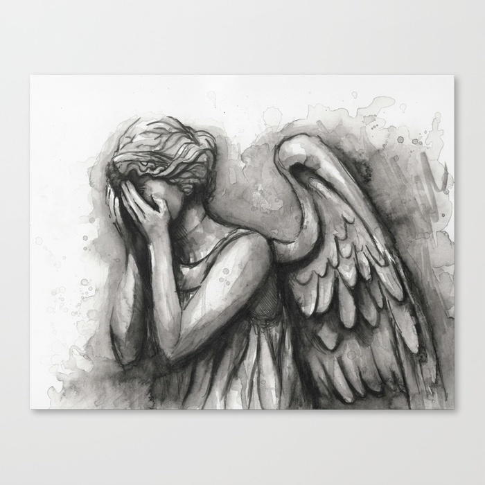 700x700 Weeping Angel Watercolor Canvas Print By Olechka Society6 - Weeping Angel Painting
